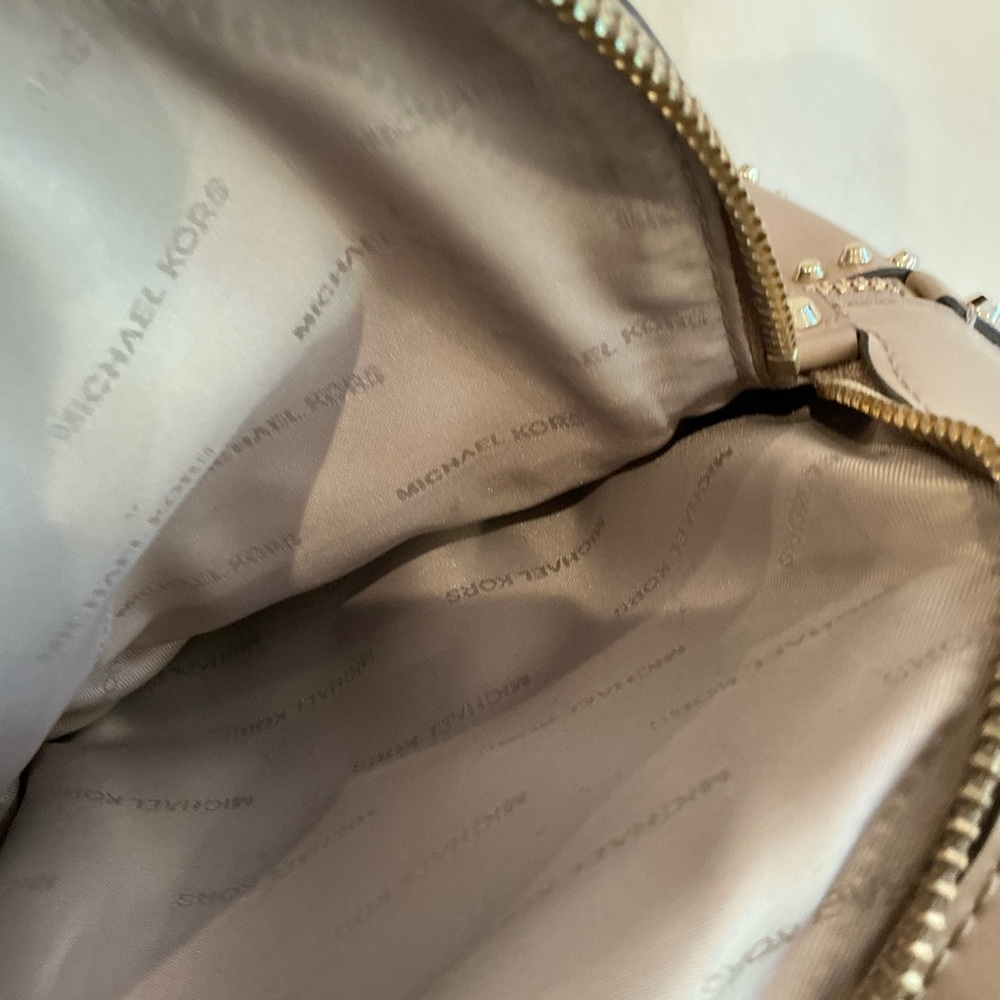 Michael Kors Rhea Studded Leather Mini Backpack in Taupe - Picture 12 of 16